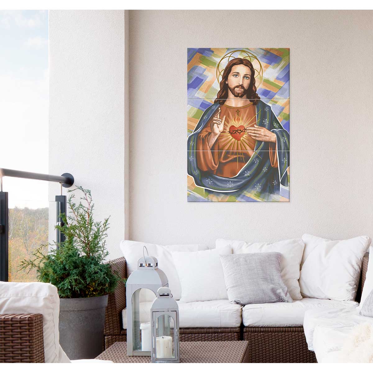 Mural Sagrado Corazon 3 Pcs Cara Única 30 X 60 - Imagen 2